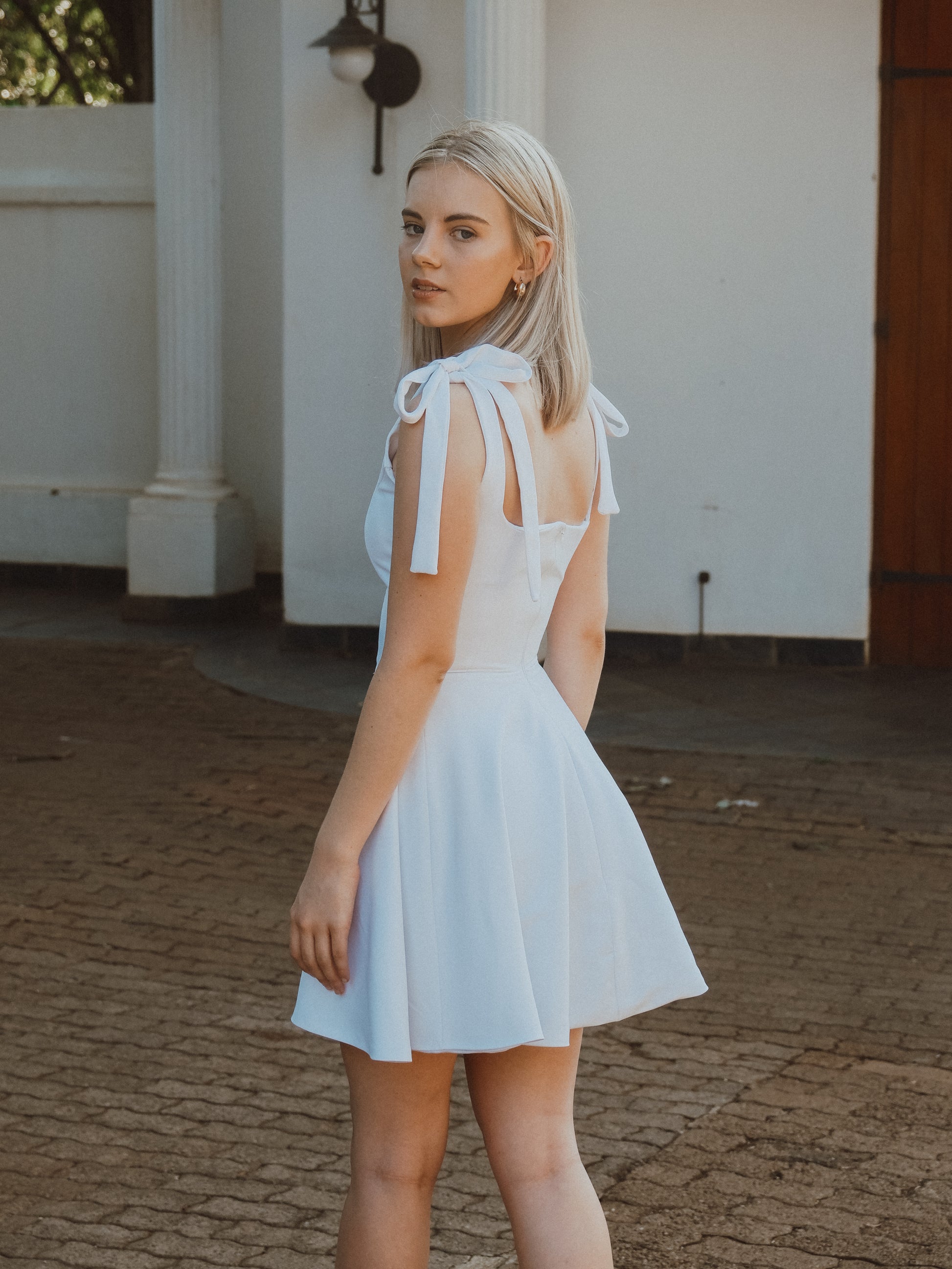 Sophia kitchen tea dress beige back